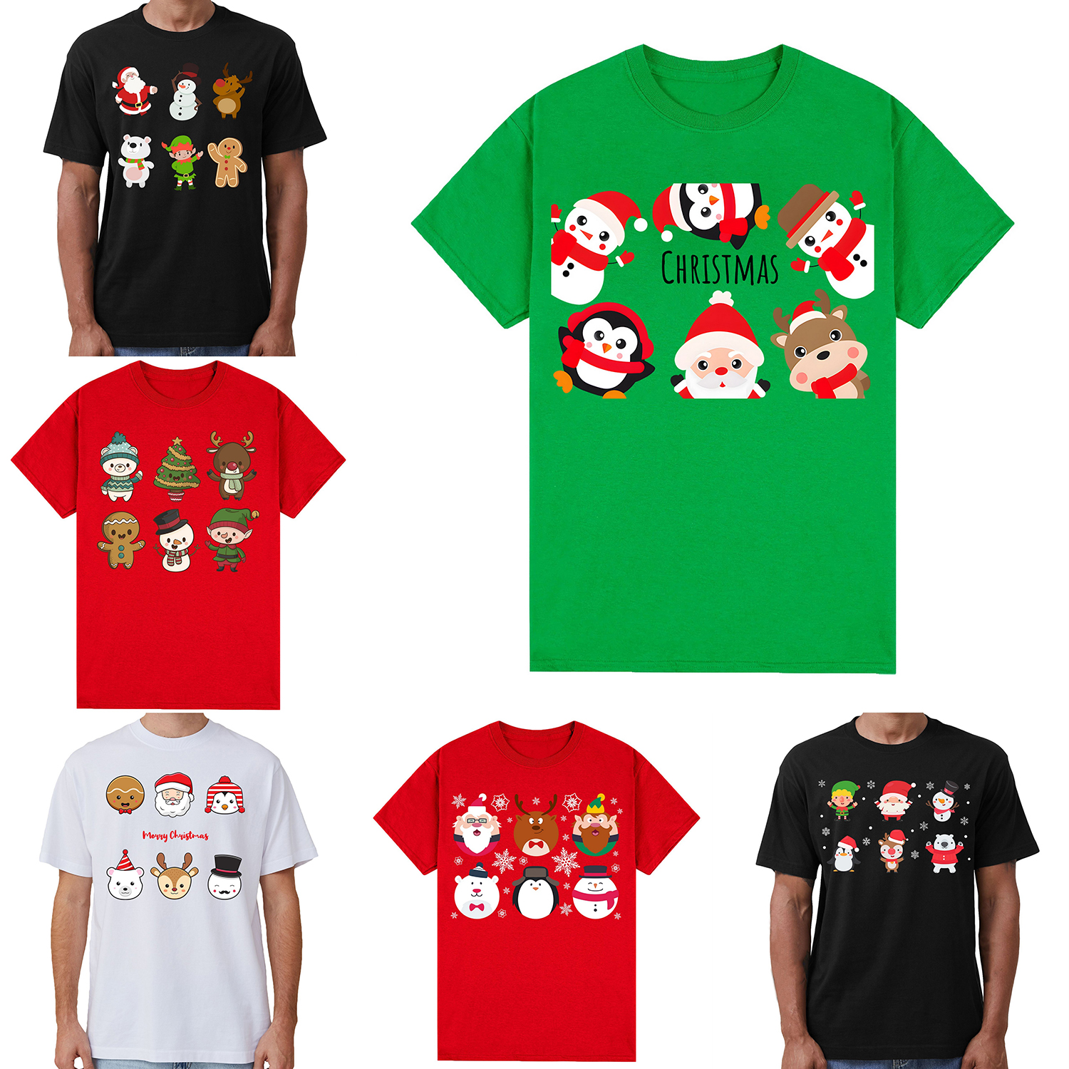 100% Cotton Christmas Adult Unisex T-shirt Mens Tee Top Santa Xmas Party Custume