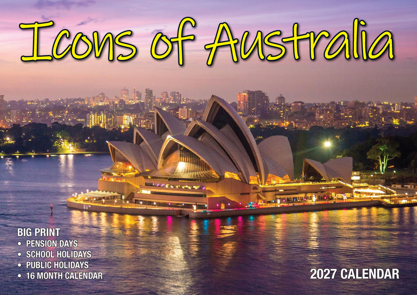 Icons of Australia - 2027 Rectangle Wall Calendar 16 Months Famous Landmarks