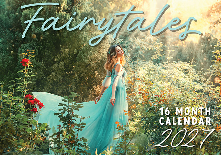 Fairy Tales - 2027 Rectangle Wall Calendar 16 Month Fairies Hanging Planner Gift